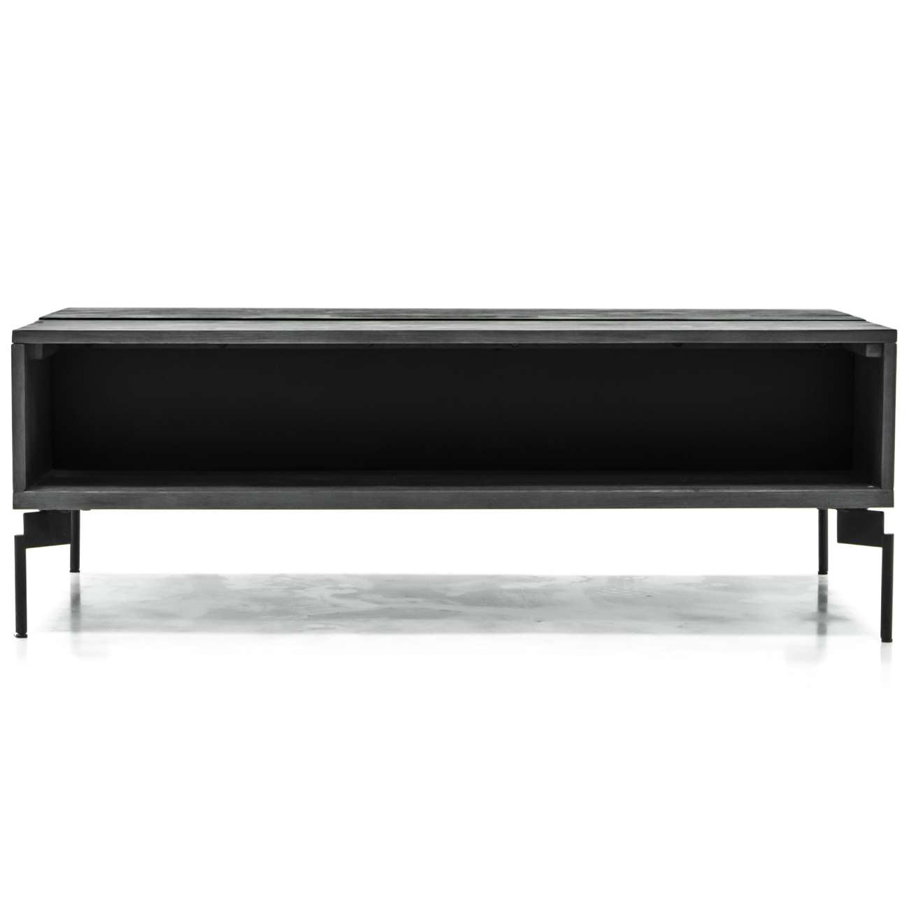 Bronks Black Acacia Wood Coffee Table with Motion Top Mechanism